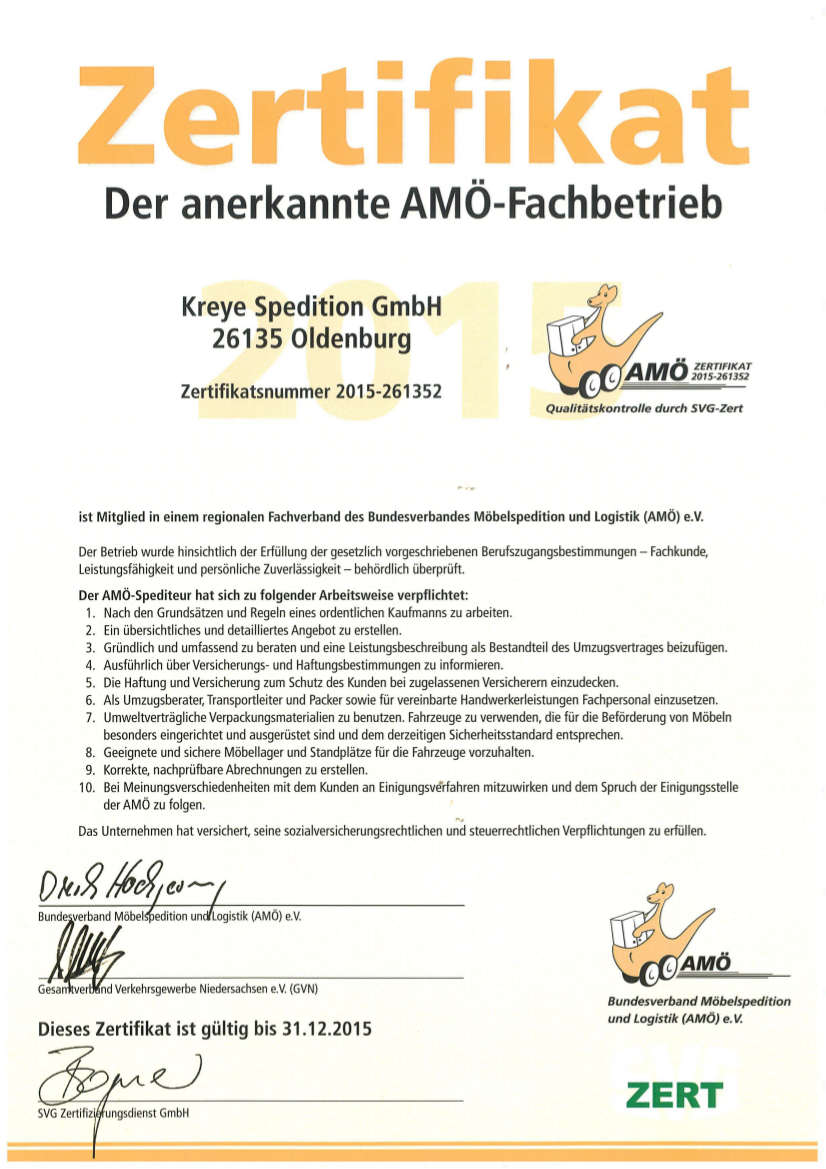 Das Bild Zeigt das AMÖ Zertifikat